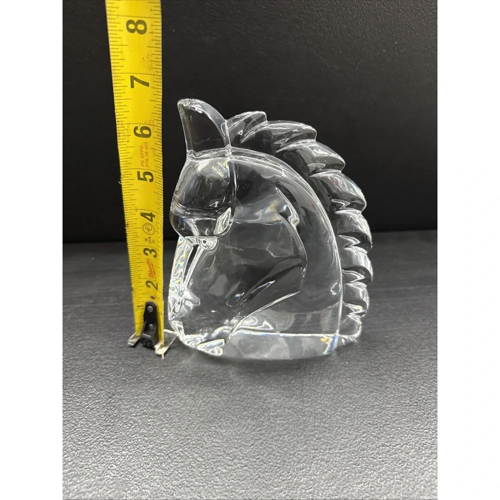 Fine Clear Crystal Art Glass Horse Head Silhouette Sculpture, Bookend